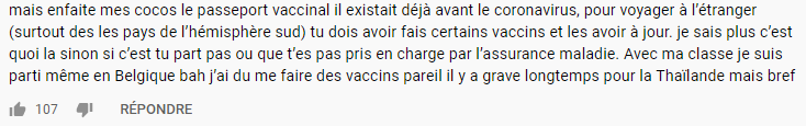 Tweet en faveur du pass sanitaire pour pouvoir voyager