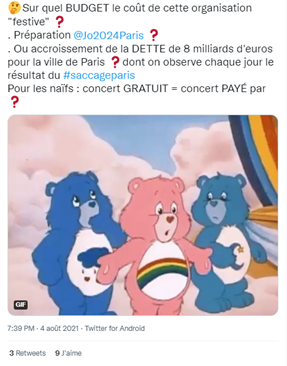 Tweet contre les jo 2024 argument : cout important Tweet contre les jo 2024 argument : cout important